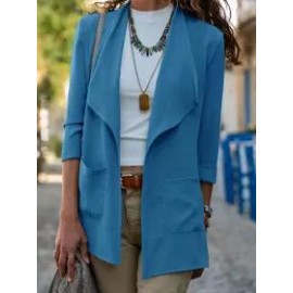 Solid Color Casual Two-pocket Cardigan Jacket