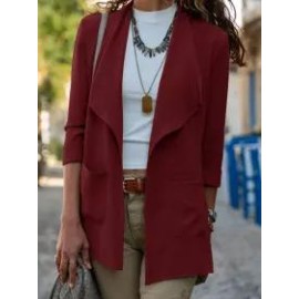 Solid Color Casual Two-pocket Cardigan Jacket