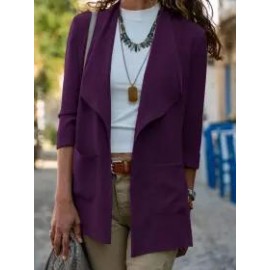 Solid Color Casual Two-pocket Cardigan Jacket