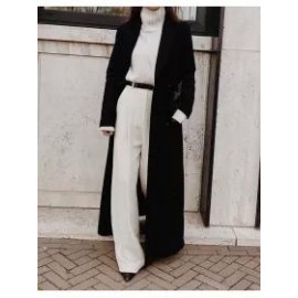 Loose Solid Color Long Sleeve Long Coat