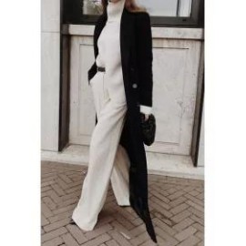 Loose Solid Color Long Sleeve Long Coat