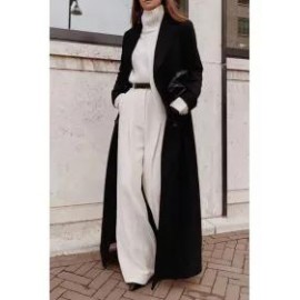 Loose Solid Color Long Sleeve Long Coat