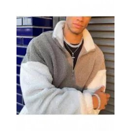 Men's Simple Contrast Color Polar Fleece Skateboard Sweatshirt