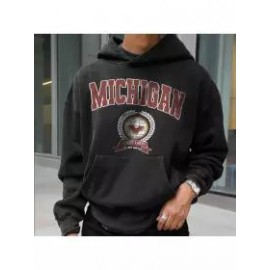 Retro Men's Michigan Print Hoodie