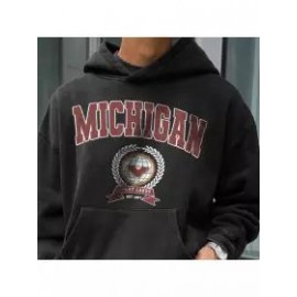 Retro Men's Michigan Print Hoodie