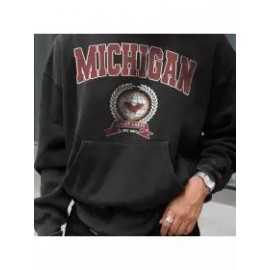 Retro Men's Michigan Print Hoodie