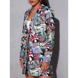 Fashion Letter Print Blazer
