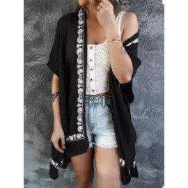 Casual Loose Embroidered Sun Protection Cardigan