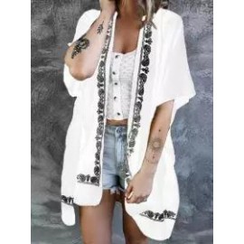 Casual Loose Embroidered Sun Protection Cardigan
