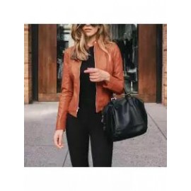 Fashion Zipper Jacket Women Cropped Leather Jacket