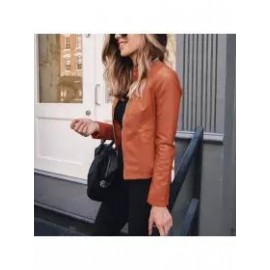 Fashion Zipper Jacket Women Cropped Leather Jacket