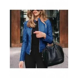 Fashion Zipper Jacket Women Cropped Leather Jacket