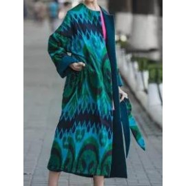 Casual Vintage Print Reversible Coat