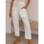 Casual Loose Solid Color Elastic Waist Pants