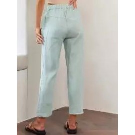 Casual Loose Solid Color Elastic Waist Pants