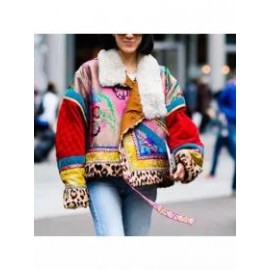 Street Short Print Zipper Cotton Clothing