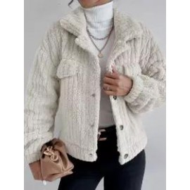 Casual Loose Solid Color Velvet Single Breasted Cardigan Coat
