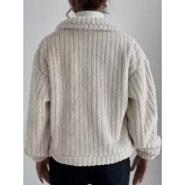 Casual Loose Solid Color Velvet Single Breasted Cardigan Coat