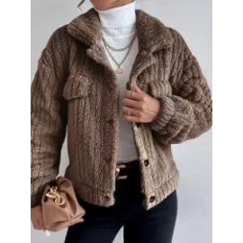 Casual Loose Solid Color Velvet Single Breasted Cardigan Coat