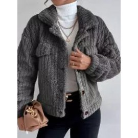 Casual Loose Solid Color Velvet Single Breasted Cardigan Coat
