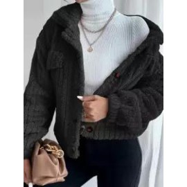 Casual Loose Solid Color Velvet Single Breasted Cardigan Coat