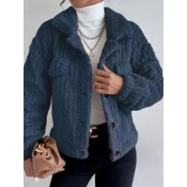 Casual Loose Solid Color Velvet Single Breasted Cardigan Coat