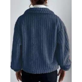Casual Loose Solid Color Velvet Single Breasted Cardigan Coat