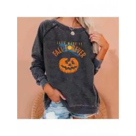 Women's Halloween Pumpkin Print Sweatshirt