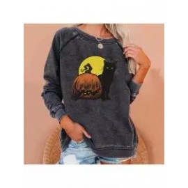 Women's Halloween Pumpkin Print Sweatshirt