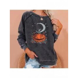 Women's Halloween Pumpkin Print Sweatshirt