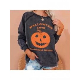 Women's Halloween Pumpkin Print Sweatshirt