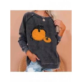 Women's Halloween Pumpkin Print Sweatshirt