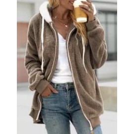 Autumn And Winter Loose Plush Zipper Hooded Jacket