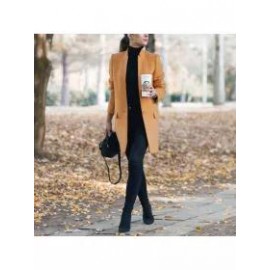 Solid Color Stand-Up Collar Pocket Coat