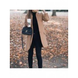 Solid Color Stand-Up Collar Pocket Coat