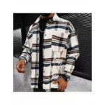 Checked Texture Fleece Shirt Jacket