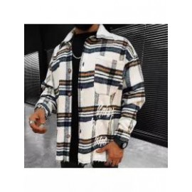 Checked Texture Fleece Shirt Jacket