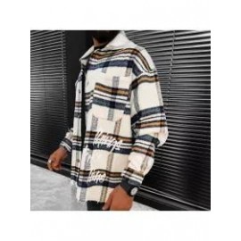 Checked Texture Fleece Shirt Jacket