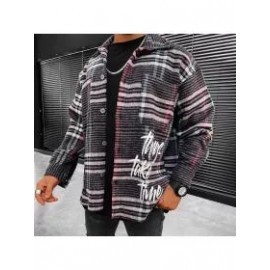 Checked Texture Fleece Shirt Jacket