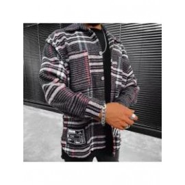 Checked Texture Fleece Shirt Jacket