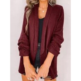 Fashion Lapel Pocket Ruffled Sleeve Solid Color Blazer