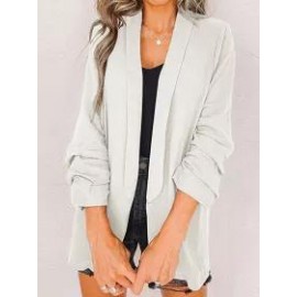 Fashion Lapel Pocket Ruffled Sleeve Solid Color Blazer