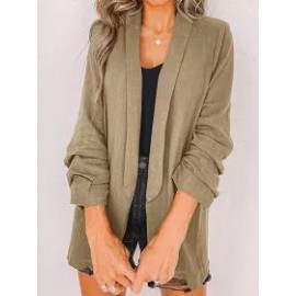 Fashion Lapel Pocket Ruffled Sleeve Solid Color Blazer