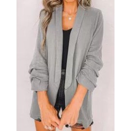 Fashion Lapel Pocket Ruffled Sleeve Solid Color Blazer