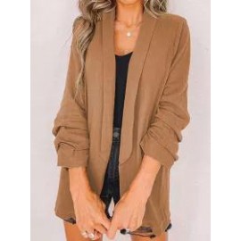 Fashion Lapel Pocket Ruffled Sleeve Solid Color Blazer