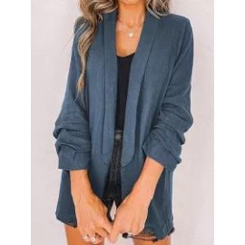 Fashion Lapel Pocket Ruffled Sleeve Solid Color Blazer