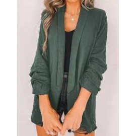 Fashion Lapel Pocket Ruffled Sleeve Solid Color Blazer