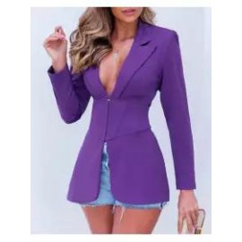 Fashion long-sleeved slit waist blazer