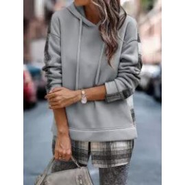 Women's Plaid Long Sleeve Hoodie