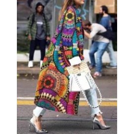 Fall/Winter Double-breasted Print Loosen Coat